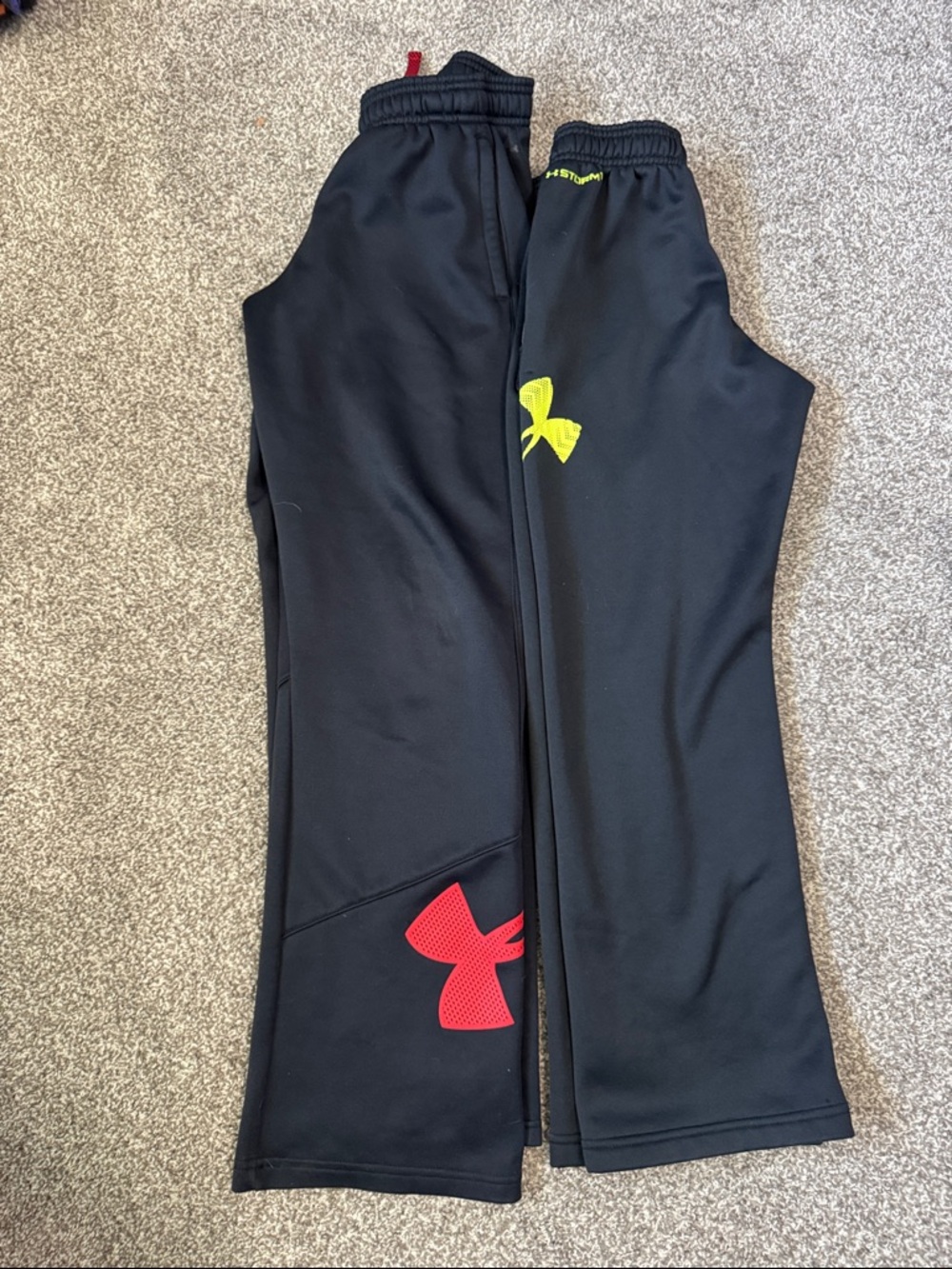 Under Armour Kids' Athletic Pants Set - Black & Red and Black & Neon Yellow